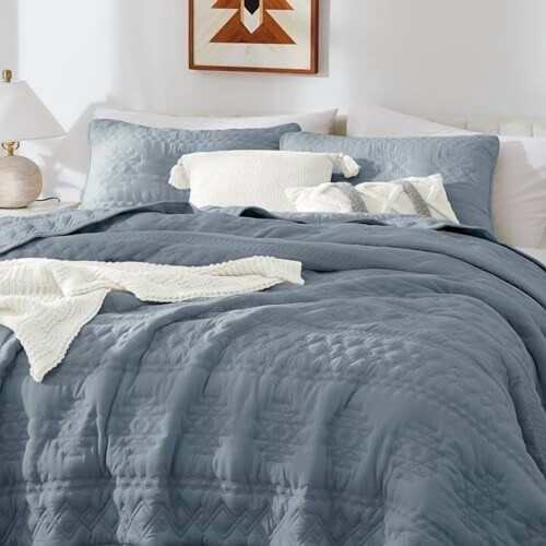 Geometrisches Polyester-Steppdecken-Set California King 2