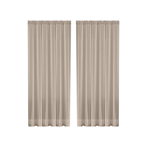 Khaki polyester halvtransparente gardiner 204 x 132 cm stanglomme 1