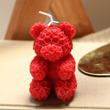 Vela Aromática Urso de Rosas, Vela Perfumada para o Dia dos Namorados - Vela Aromática Relaxante para Decoração de Casa (Grande Vermelha)