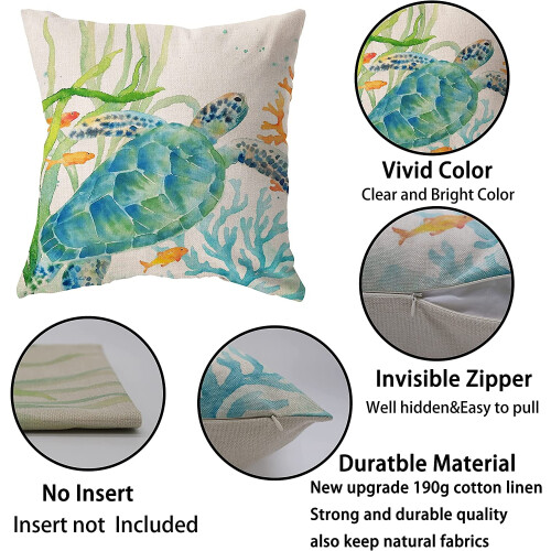 Housse de coussin décorative à motif océan 45 x 45 cm 2