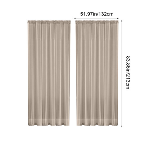 Khaki polyester halvtransparente gardiner 204 x 132 cm stanglomme 2