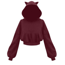 Admvng Tröjor för Damer Örontröja Långärmad Tröja med Luva Söt Mörk Gotisk Stil Blus S-5XL