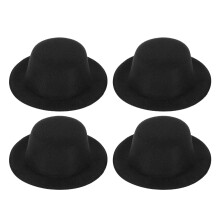 4 stuks zwarte mini-vilten hoedjes/sneeuwpoppetjes voor kerst en knutselprojecten