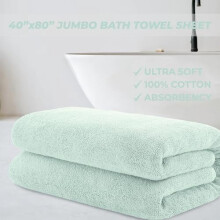 100 % Baumwolle, 40 x 80 cm großes, extra großes türkisches Badetuch fürs Badezimmer, mintgrünes Badetuch