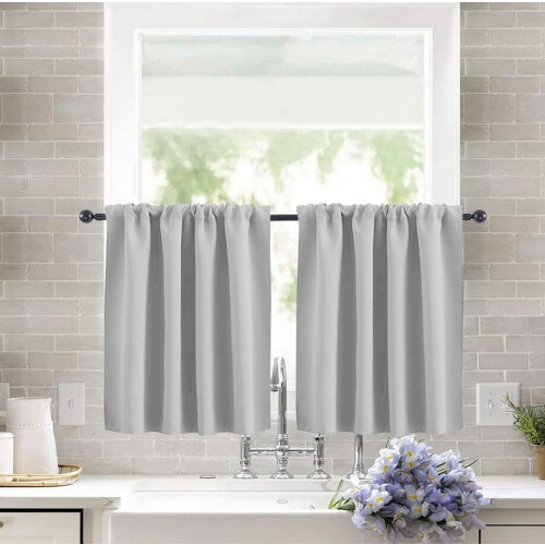 Short Tier Curtains Light Grey 52" x 18" (2 Pack) 1