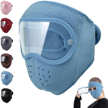 Ademend, warm wintermasker met afneembare bril, winddicht en condensvrij, volledige gezichtsbescherming, unisex (blauw)
