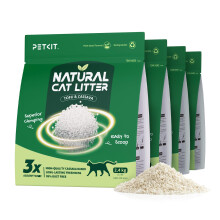 PETKIT Upgraded Cassava Cat Litter, Fast Clumping 9.6KG Plant-Based Natural Tofu Litter, Superior Odour Control, Dust-free & Low Tracking, Flushable,