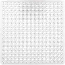 Patentierte quadratische Duschmatte, 53 x 53 cm, mit Saugnäpfen und Abflusslöchern, maschinenwaschbar, fußfreundlich, transparent – kompatibel