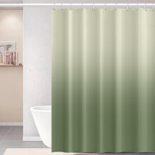 Duschvorhang-Set in Salbeigrün mit Haken, moderner Farbverlauf Beige-Grün, wasserdicht, 183 x 213 cm, für Badezimmer/Studentenwohnheim –