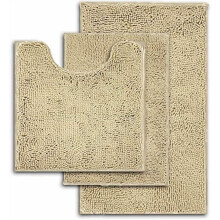 Ensemble de 3 tapis de bain beiges ultra doux en chenille épaisse, antidérapants, pour la chambre à coucher.