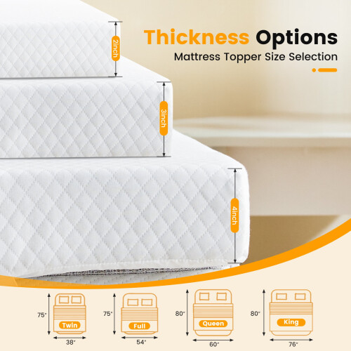 Sobrecolchão de espuma viscoelástica com gel EDX de 2 polegadas (5 cm) - Tamanho Queen 1