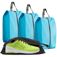 3-Pack Durable Waterproof Shoe Bags with Zipper & Handle, Reusable Travel Essentials, Sky Blue, Compatible with All Shoes