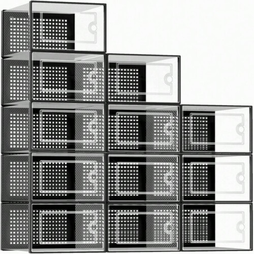 Stapelbare schoenenorganizer van transparant plastic, 12 stuks