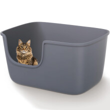 Vealind Large High Sided Cat Litter Tray Extra Deep Cats Litter Box for Multi Kitty with Household, High Wall Cat Litter Tray Anti-Splashing Kitty