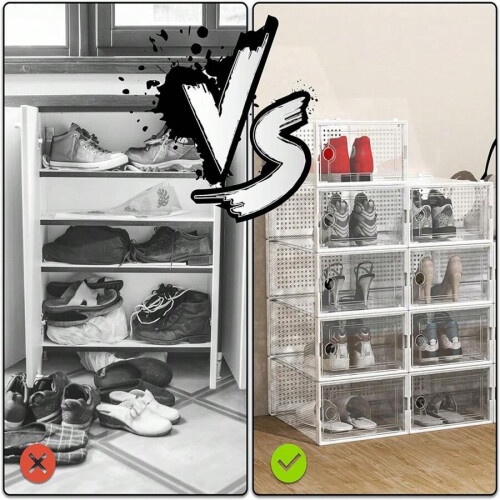 Stapelbare schoenenorganizer van transparant plastic, 12 stuks 1