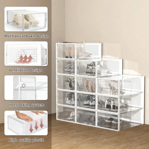Stapelbare schoenenorganizer van transparant plastic, 12 stuks 2