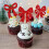 Kerstcupcakeversieringen met rode strikjes (24 stuks) 4