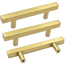 Gold Cabinet Handles Brushed Brass 3 inch 5 Pack