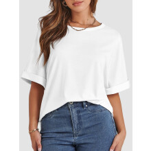 Tricouri supradimensionate pentru femei, mânecă scurtă, guler rotund, vară, topuri casual, vrac, de bază, tricou, haine la modă