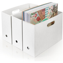 Składany organizer do przechowywania papieru do scrapbookingu, 12x12, plastikowy organizer do przechowywania papieru do scrapbookingu, biały, 3