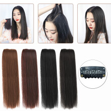 Extensiones de cabello con clip y balayage, extensiones de cabello humano liso sedoso corto con mechas.