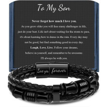 Doppelreihiges geflochtenes Lederarmband für Herren – Tolles Geschenk für Papa, Sohn, Freund, Ehemann – Geburtstag, Jahrestag, Weihnachten –