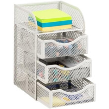 Panier de rangement pour accessoires de bureau, porte-trombones, espace de travail, bureau, maille métallique, 12 cm (L) x 12,5 cm (l) x 20 cm (H),