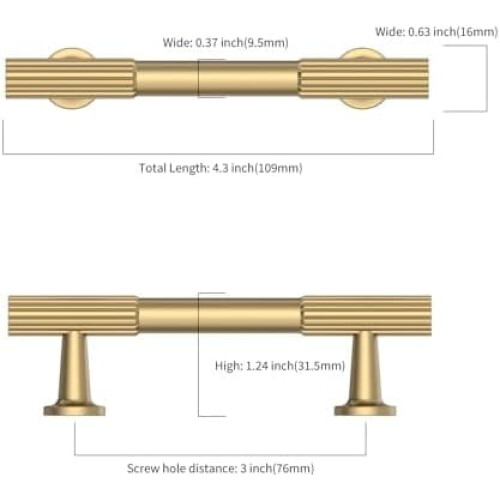 Pezsgőszínű bronz szekrényhúzók, 7,5 cm, 10 db-os csomag 1