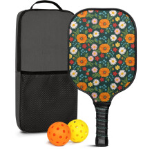 Pickleball Paddles Set Floral Fiberglass 2 Paddles + 2