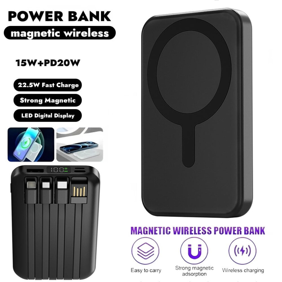 Magnetic Wireless Charger 10000Mah Power Bank Battery Pack For Compatible With Iphone & Android 9558633760583