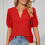 Camicette da donna eleganti e casual con scollo a V e maniche corte. 2