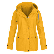 Damen-Regenjacke, einfarbig, Outdoor, Übergröße, Kapuzenregenmantel, winddicht, reduziert