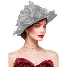 Sombrero de mujer para fiestas de té – Tocado Derby de lino sintético, ala ancha, ligero y transpirable | Ideal para bodas, eventos en jardines y