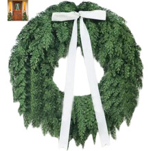 Couronne de Noël artificielle avec nœud – Décoration festive pour porte, cheminée, sapin, mur, fenêtre – Intérieur/Extérieur, Fêtes et