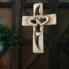 Handmade Resin Intertwined Heart Wall Cross, Christian Love Wall Art for Wedding, Valentine's, Christmas – 7", Compatible with Wall Mounting