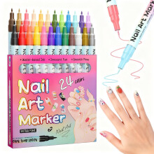 Waterproof Nail Art Pen Set, 12 Colors (24 Colors Option), Quick-Dry Markers for Gel Nails, Dotting Pens