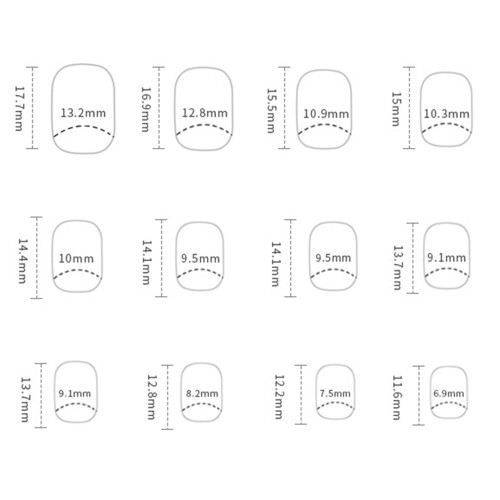 Curve Life Nails – Ρετρό κοντά ψεύτικα νύχια, καθαρό μπλε μονόχρωμο με κόλλα 2ml, κιτ 2