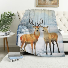 Adorable plaid ultra-doux à motif cerf pour enfants, adolescents et adultes – Couverture d'hiver chaude et confortable pour le lit, le berceau ou