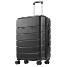 24 Inch Hardside Expandable Luggage with Spinner Wheels, Checked-Medium Lightweight Expandable Rolling Luggage with TSA Lock, Black