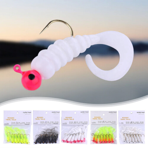 Köder für Barsche, Forellen, Sonnenbarsche und andere Kleinfische: Gummiköder, Gummiköder, Gummischwanz-Jigs, Angelhaken