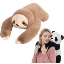 Almofada de pelúcia ponderada em forma de bicho-preguiça, macia e lavável, perfeita para abraçar.