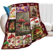Rode paddenstoeldeken, fleece plaid met paddenstoelmotief, pluizig, superzacht, knus en warm, een perfect cadeau voor meisjes, jongens, kinderen en