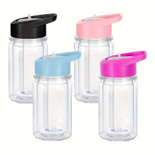 EASTIN 4/8 pezzi Bicchieri trasparenti a doppia parete da 295 ml (10 oz) con fori preforati, coperchi con cannuccia, policarbonato isolante –