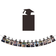 Adornos y pancarta fotográfica de graduación 2026 – Negro brillante, compatible con exhibiciones desde jardín de infantes hasta graduación.