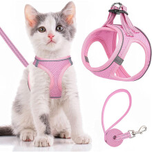 Cat Dog Harness and Lead Set, Cat Harness for Walking Escape Proof, Adjustable Small Pets Lead and Harness Set, Easy Control Breathable Leash with