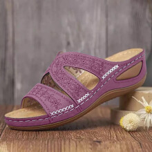 Sandali da donna UTTOASFAY Sandali da donna multicolore ricamati con zeppa Scarpe con plateau a bocca di pesce Viola 9.5-10 (43)