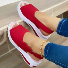 Sandali da donna UTTOASFAY Sandali estivi comodi da donna con cinturino alla caviglia e punta aperta Scarpe casual da spiaggia Rosso chiaro11(42)