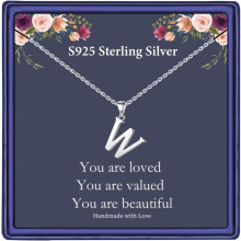 Halskette mit Initialen aus 925er Sterlingsilber für Damen – Zarter personalisierter Schmuck, Geburtstags- und Weihnachtsgeschenk (Kompatibel mit