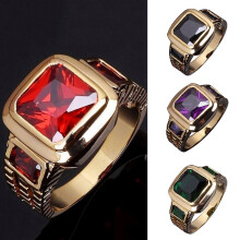 Anillo cuadrado de acero inoxidable de 4 colores para hombre de negocios, ideal para el día a día.
