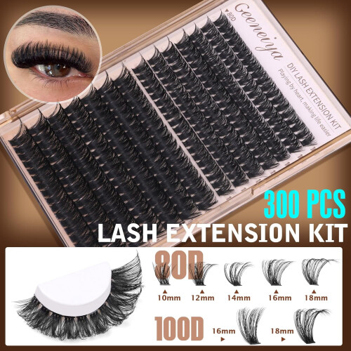 Κιτ DIY για Όγκο Βλεφαρίδων – D-Curl, 10-16mm, 300 τεμάχια, Αδιάβροχο Bond & Seal, Τσιμπιδάκια – 2
